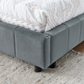 Full Size Upholstered Tufted Bed Frame, Sofa Bed Frame With Comfortable Backrest And Armrests, Full Size Bed For Bedroom, Living Room,Velvet, Grey 80.5''*59''*30.5'' Box Spring Not Required Full