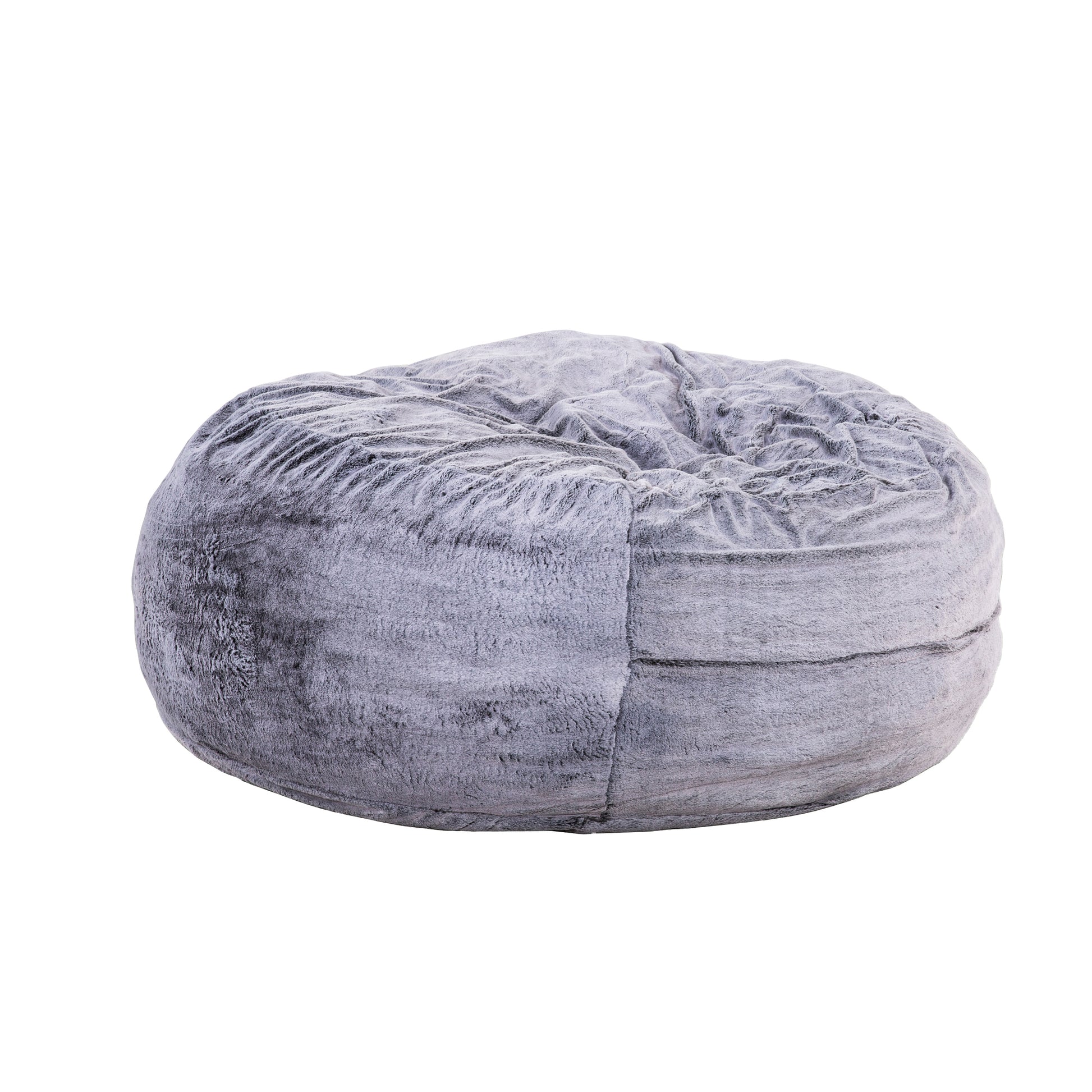 Classic 5Ft Faux Fur Memory Foam Bean Bag, Living Room Lounger, Soft Comfortable Bean Bag Chair, Purple Purple Polyester Primary Living Space Soft Backless Classic,Traditional Armless Memory Foam Polyester