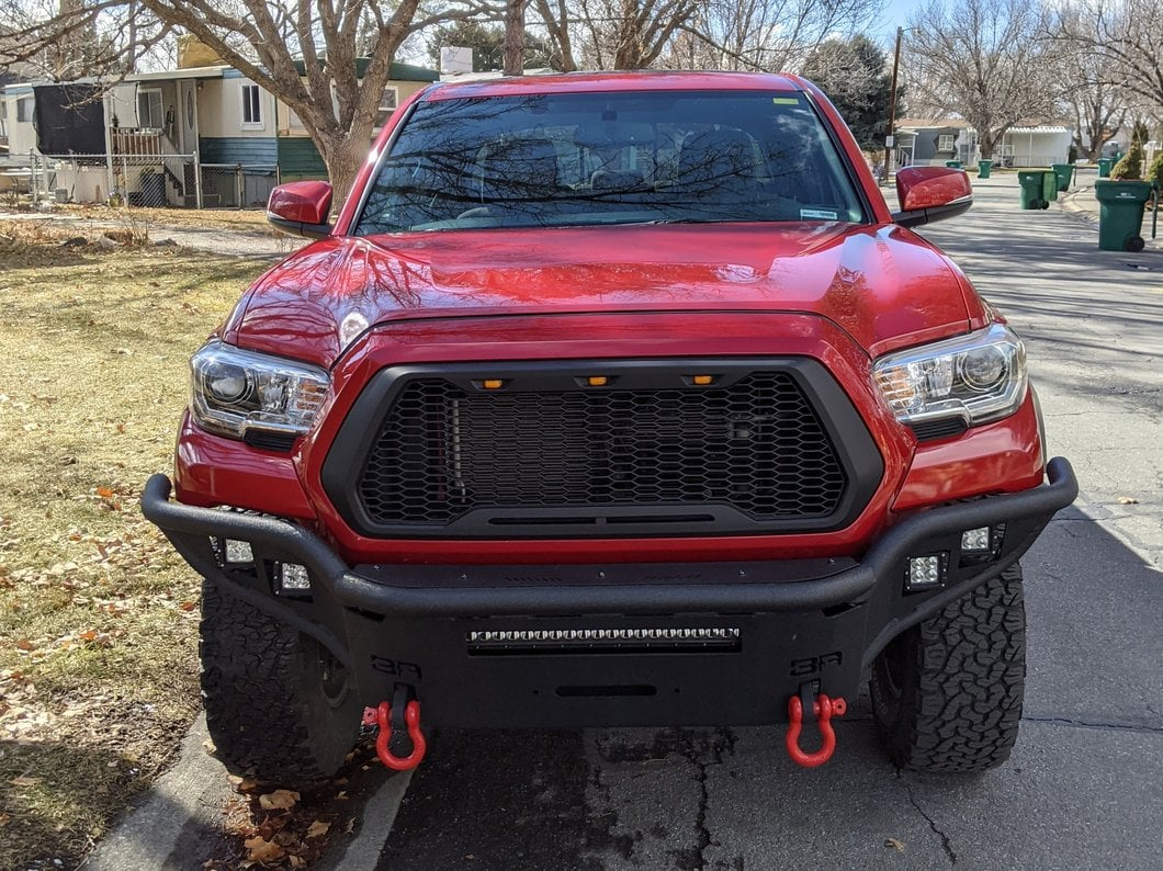 Black Mesh Grille For Toyota Tacoma 2016 2019 Not Fit Truck With Radar Behind The Badge Matte Black Abs