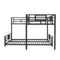 L Shaped Metal Twin Over Full Size Bunk Bed, Black Box Spring Not Required Black Metal Metal