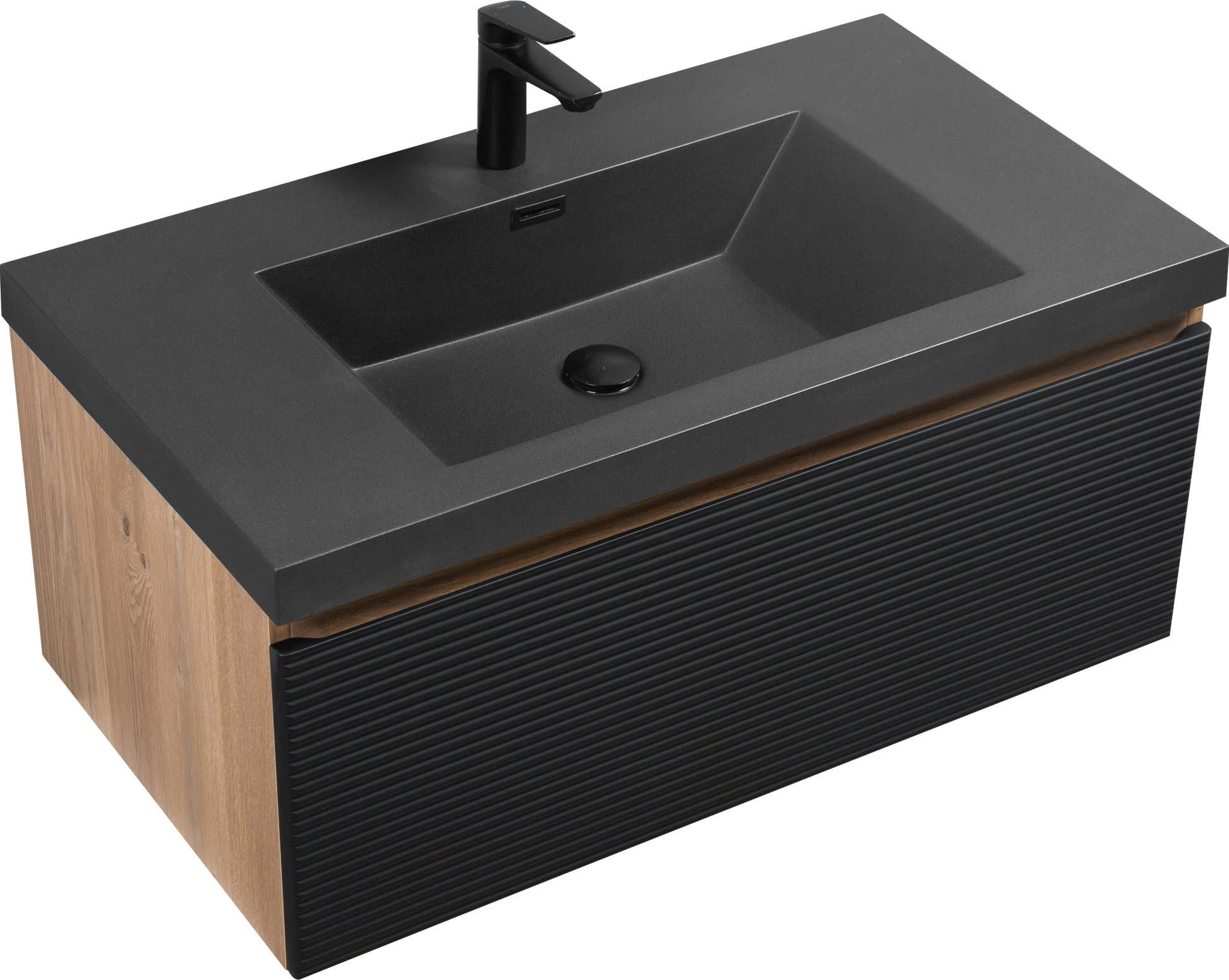 36" Floating Bathroom Vanity With Sink, Modern Wall Mounted Bathroom Storage Vanity Cabinet With Countertop And Soft Close Drawers, Ink Black Cruis 36 Black Wood