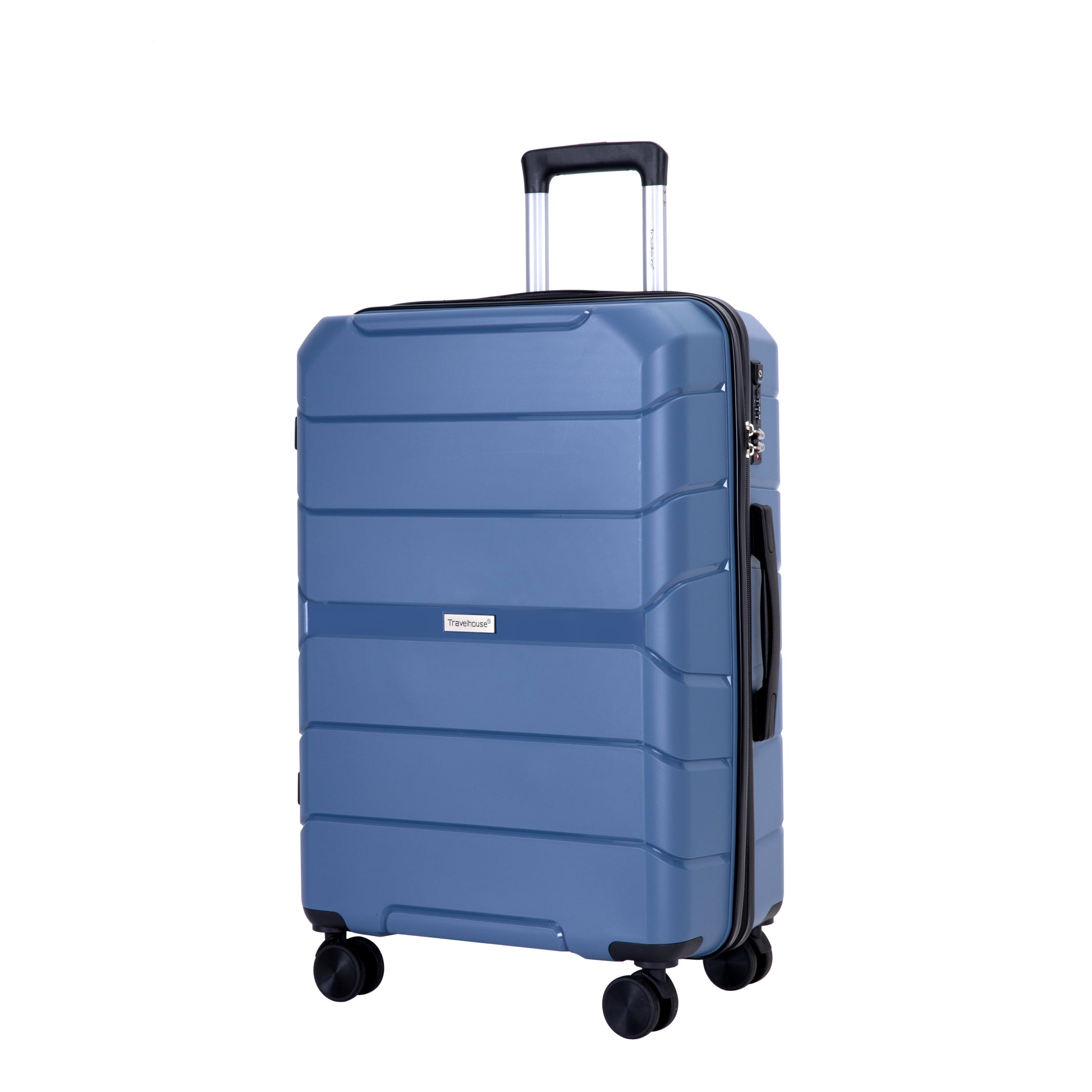 Hardshell Suitcase Spinner Wheels Pp Luggage Sets Lightweight Durable Suitcase With Tsa Lock,3 Piece Set 20 24 28 ,Blue Blue Polypropylene