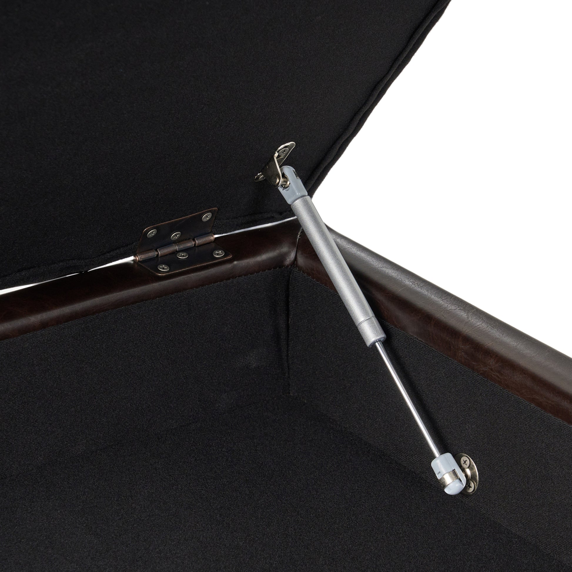 Square Ottoman With Storage And Bottom Rack Brown Pu