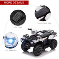 Aosom 12V Ride On Atv For Kids, Kids Electric 4 Wheeler With Headlight, Music, Mp3, Treaded Tires, Battery Powered Kids Quad For Toddler, White White Plastic