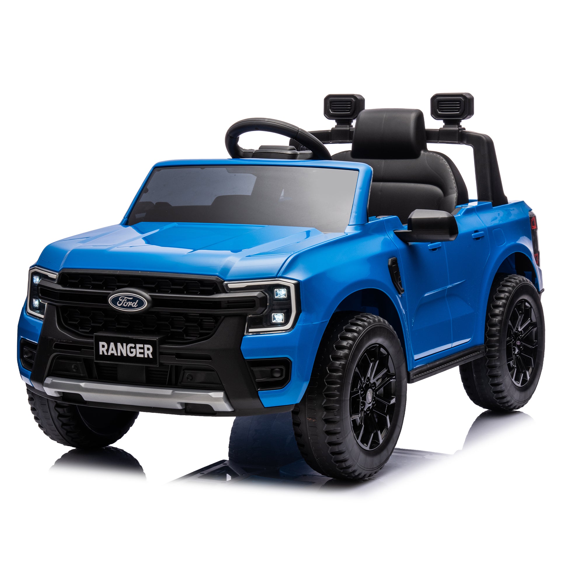 12V Kids Ride On Car W Parents Remote Control,Licensed Ford Ranger,2Wd,Rear Wheel Suspension,Low Start,Headlight,Horn,Mp3,Bluetooth,Adjustable Speed,Speed 1.86 4.97 Mph For Kids Aged 3 6. Blue 50 99 Lbs Polypropylene