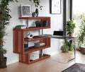 Buck Ii Clear Glass, Chrome High Gloss Finish Writing Desk With Shelf Walnut Synthetic Wood