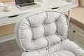 Armless Office Desk Chair With Wheels: Pu Leather Cross Legged Wide Chair,Comfortable Adjustable Swivel Computer Task Chairs For Home,Office,Make Up,Small Space,Bed Room Creamy White Antique Fiber Foam And Polyester Fiber Pad Pvc