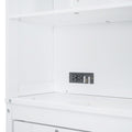 Queen Size Murphy Bed Wall Bed With Top Shelves & Usb,White Queen White Plywood