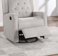 Contemporary Light Gray Color Polyfiber Swivel Recliner Chair 1Pc Manual Motion Wing Back Tufted Cushion Living Room Furniture Glider Chair Light Grey Polyester Manual Handle Primary Living Space Tufted Back Contemporary,Modern,Transitional Foam Solid