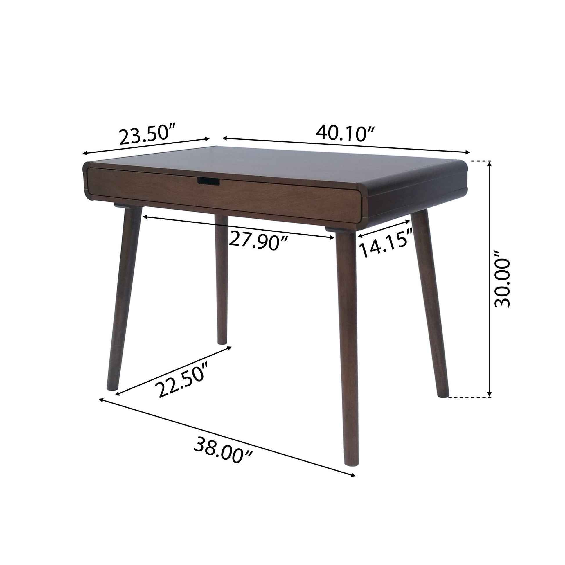 Tina Writing Desk Brown Solid Wood Mdf