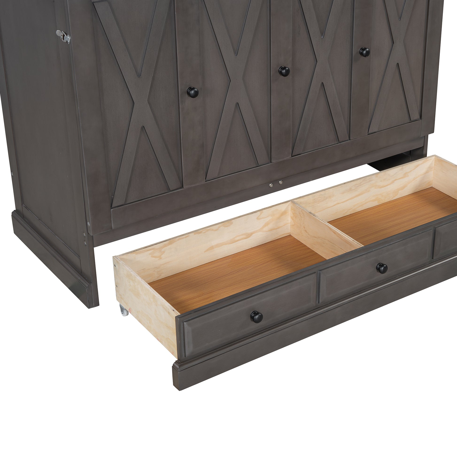 Solid Pine Murphy Bed Chest Cube Cabinet Bed With Charging Station And Large Storage Drawer For Home Office Or Small Room,Full,Gray Box Spring Not Required Full Gray Wood Gray Pine Murphy Solid Wood Mdf