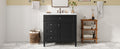 36'' Bathroom Vanity With Top Sink, Modern Bathroom Storage Cabinet With 2 Drawers And A Tip Out Drawer, Single Sink Bathroom Vanity Black Bathroom Solid Wood Mdf
