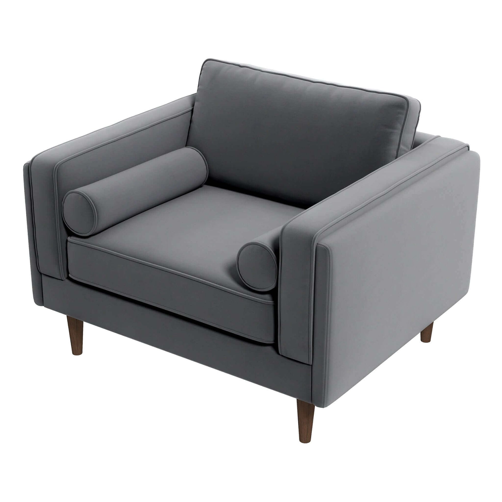 Amber Grey Velvet Lounge Chair Gray Solid Wood,Velvet