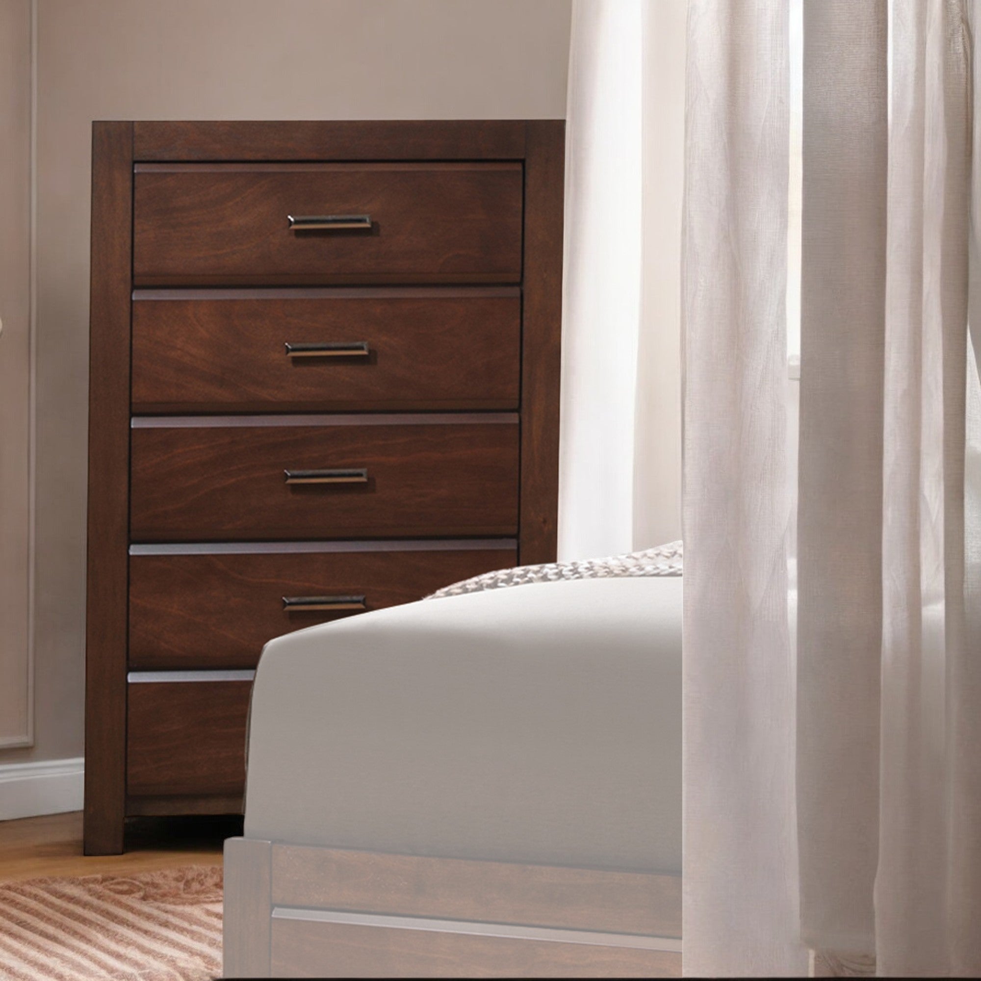 Walnut 5 Drawer Chest Walnut Bedroom Solid Wood Mdf