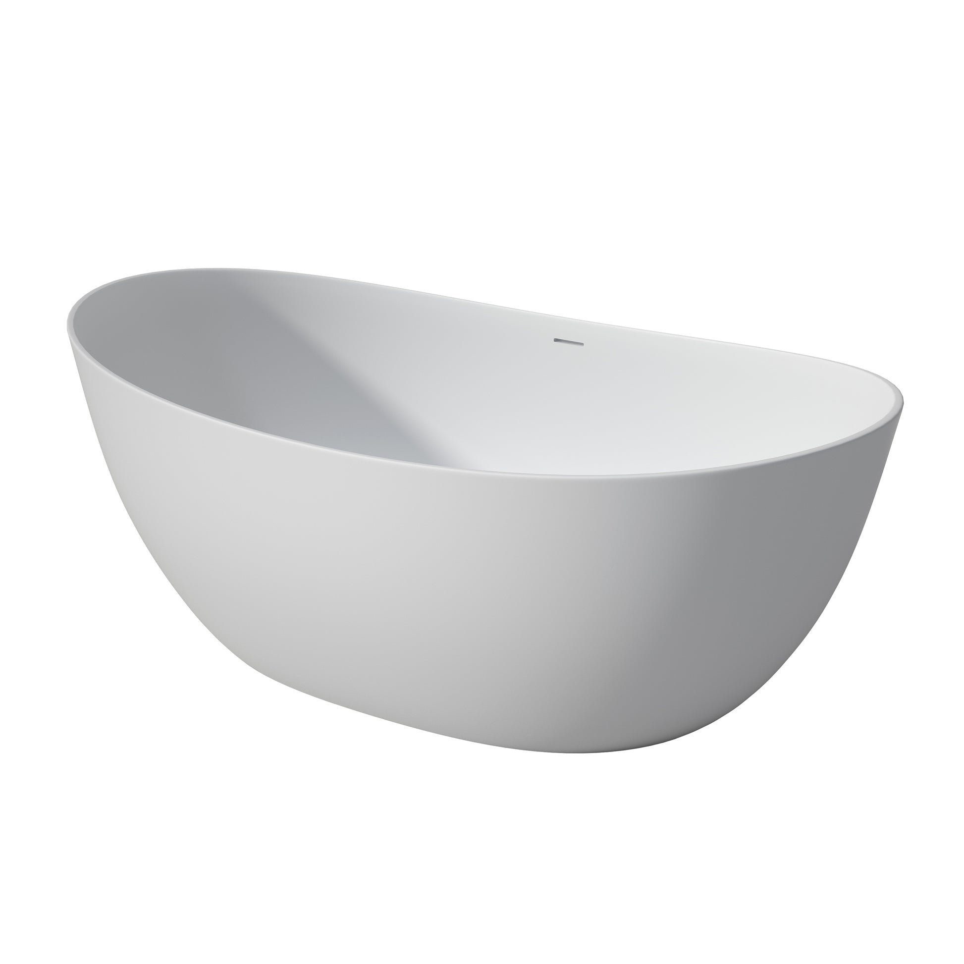 65" Solid Surface Soaking Bathtub Matte White Freestanding Tubs Matte 61 69 In Center Front Solid Surface