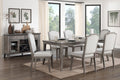 Classic Kitchen Dining 7Pc Set Extendable Table And 6 Side Chairs Chenille Fabric Upholstered Brown Gray Finish Wooden Furniture Wood Wood Brown Gray Seats 6 Wood Dining Room Removable Leaf