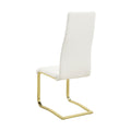 Set Of 4Upholstered Dining Chairs, White And Gold Solid White Rectangular Dining Chairs Set Of 4 Or More Faux Leather,Metal