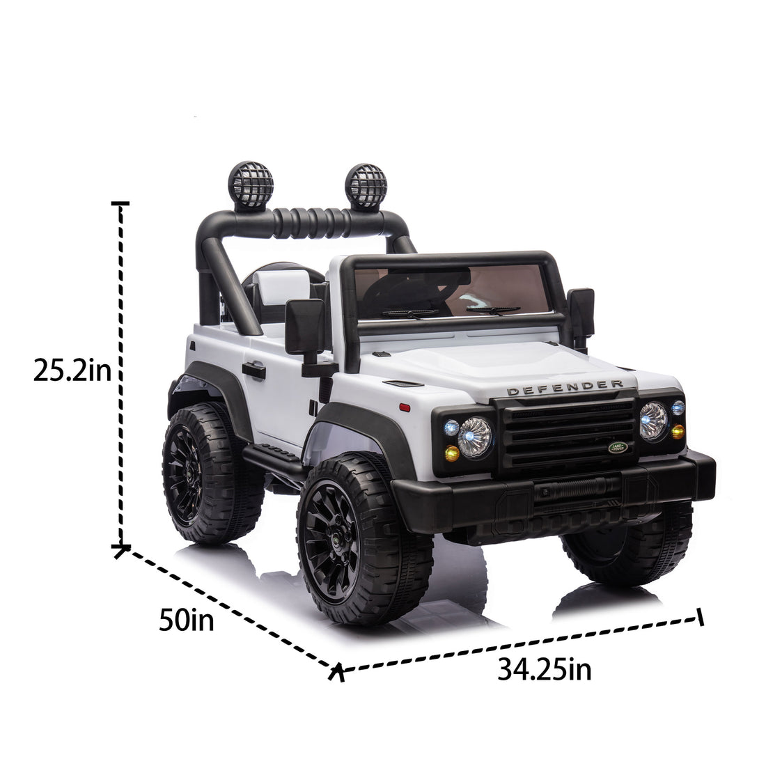 Licensed 2015 Land Rover Defender 90,24V Kids Ride On Xxl Car W Parents Control,2Wd,Four Wheel Suspension,Bluetooth,Mp3,Music,Power Display,Led Lights,Speeds 1.86 3.11Mph For Kids 3 7. White Polypropylene