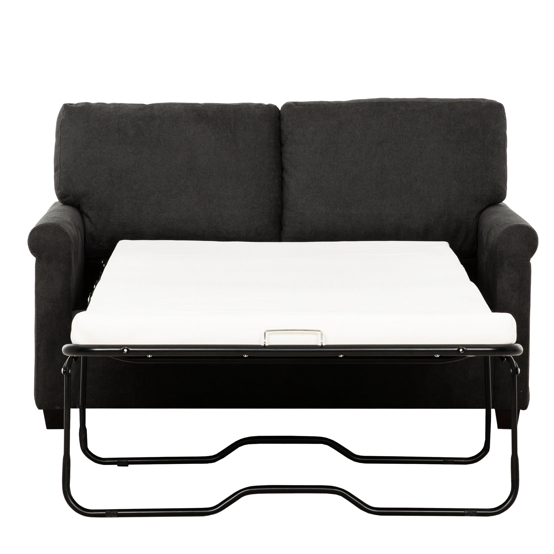 Convertible Twin Sleeper Sofa With Usb Ports, Modern Upholstered Sofa Bed, Living Room 2 Seater Sofa Loveseat, Dark Gray Dark Gray Polyester Wood Primary Living Space Medium Firm Cushion Back Heavy Duty Modern Rolled Arms Plywood Metal 2 Seat
