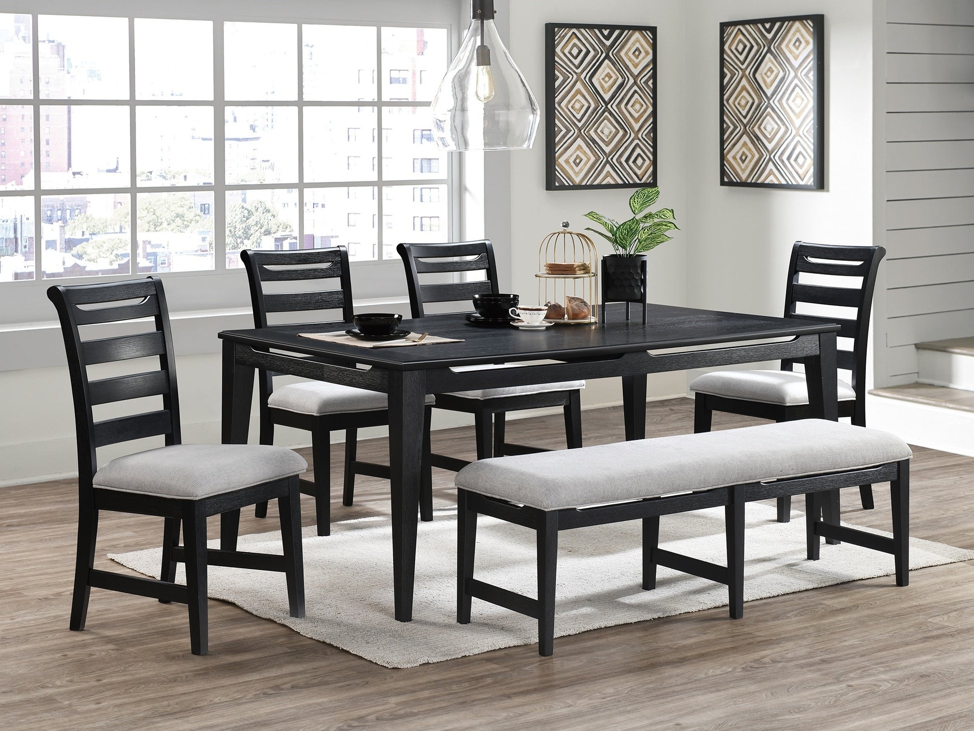 Modern 1Pc Dining Bench Black Frame Upholstered Cushion Plush Comfort Seat Kitchen Dining Room Furniture Black Dining Room Classic,Contemporary,Modern Rubberwood Fabric,Rubber Wood,Solid Wood