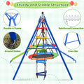 6 In 1 Swing Set For Kids, Toddle Outdoor Swing And Slide Set, Backyard Playground Playsets With Climbing Rope Ladder, Disc Swing, Monkey Bar Swing, Slide And Climbing, Saucer Swing, Swing Ring Blue