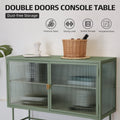 Mint Green Sideboard Storage Cabinet With Two Fluted Glass Doors Detachable Shelves Bottom Space For Living Room, Office, Dinging Room And Entryway Old Sku:W68743733 Green Steel