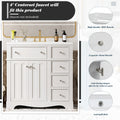 36'' Bathroom Vanity With Resin Sink Combo, Solid Wood Frame Bathroom Storage Cabinet, Freestanding Vanity Set With 3 Drawers& Adjustable Shelf White Bathroom Modern Solid Wood Mdf Resin