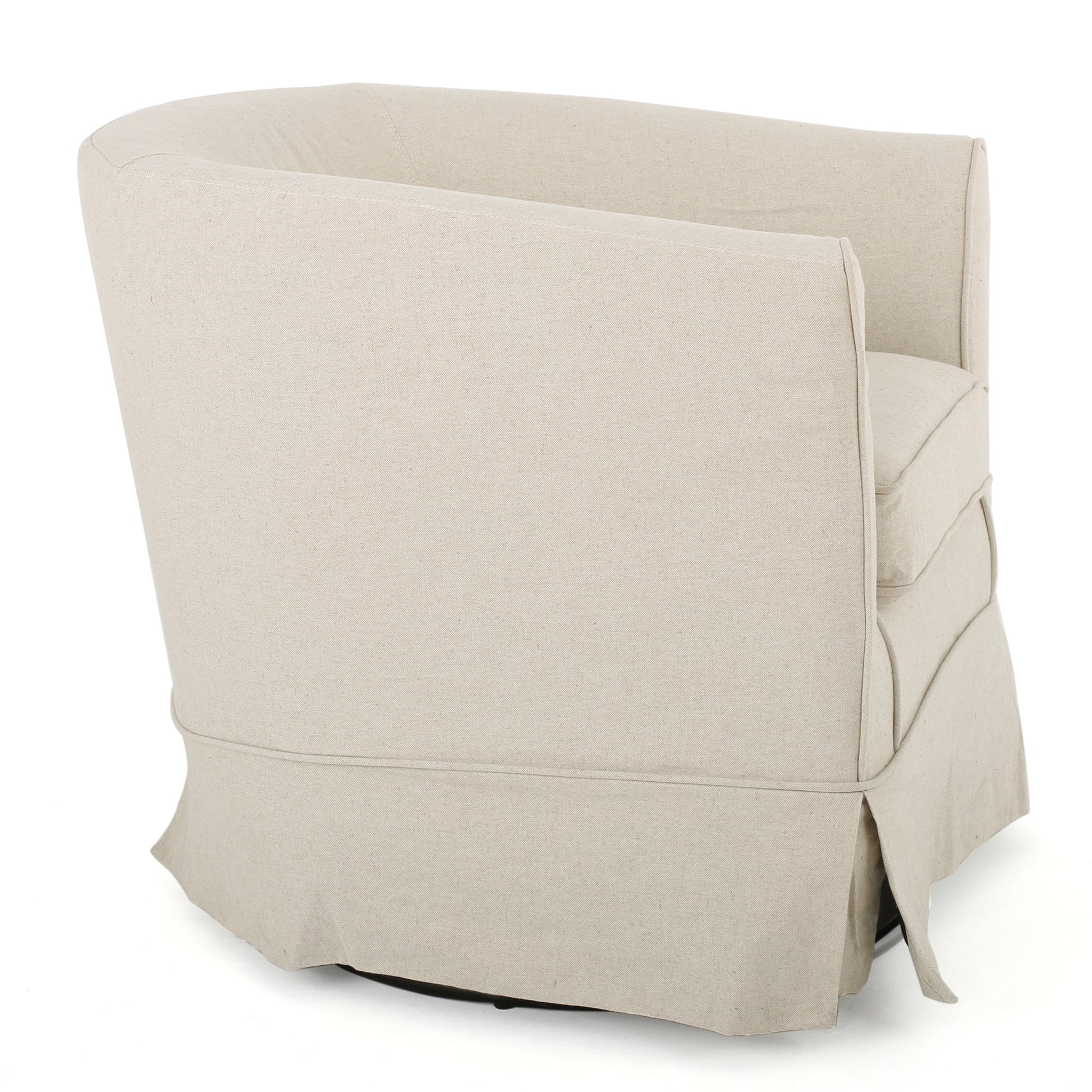 Swivel Chair With Loose Cover Natural Fabric