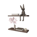 Iva Floating Shelf In Melamine X2, Cognac Cognac Horizontal Minimalist,Modern Pine Wall Mounted Particle Board Melamine