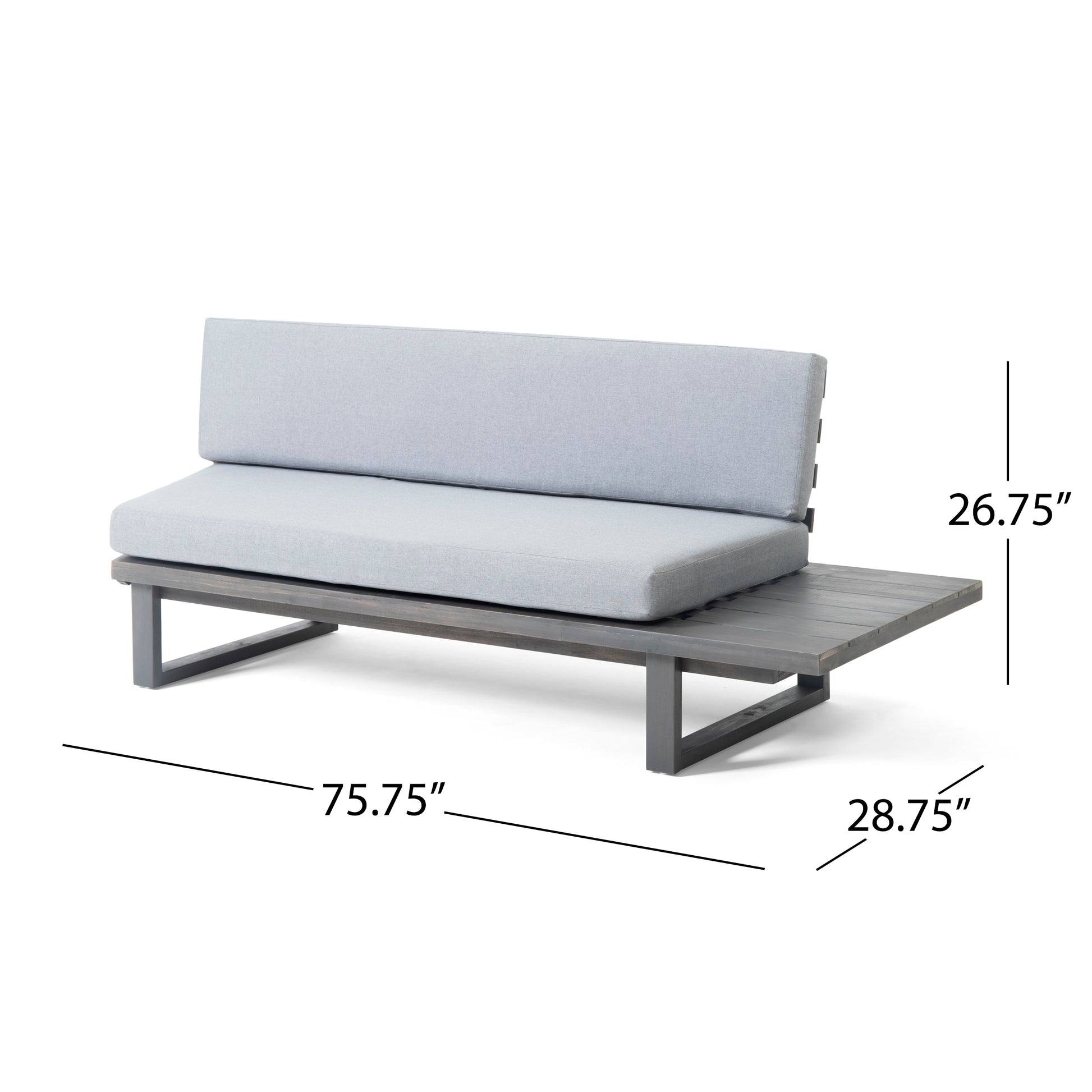 Mirabelle 2 Seater Sofa Right, Grey Gray Acacia Wood