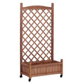 Raised Garden Bed With Trellis 2 Pack, Outdoor Wooden Planter Box & Plant Stand With Climbing Racks Brown Solid Wood