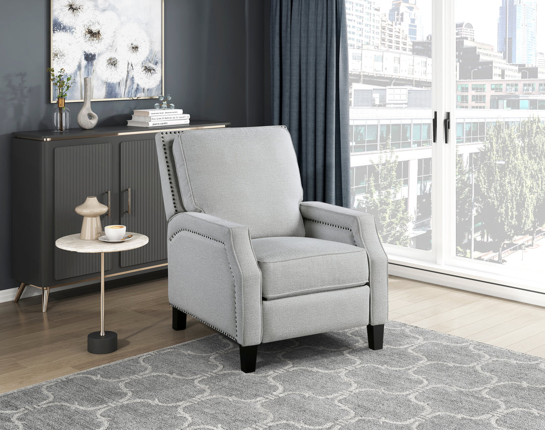 Push Back Reclining Chair Transitional Style Gray Chenille Upholstery 1Pc Cushion Seat Modern Living Room Furniture Gray Primary Living Space Transitional Solid Wood