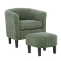 Modern Accent Chair,Upholstered Arm Chair Corduroy Single Sofa Chair With Ottoman Foot Rest Comfy Armchair For Living Room Bedroom And Office,Green Green Corduroy