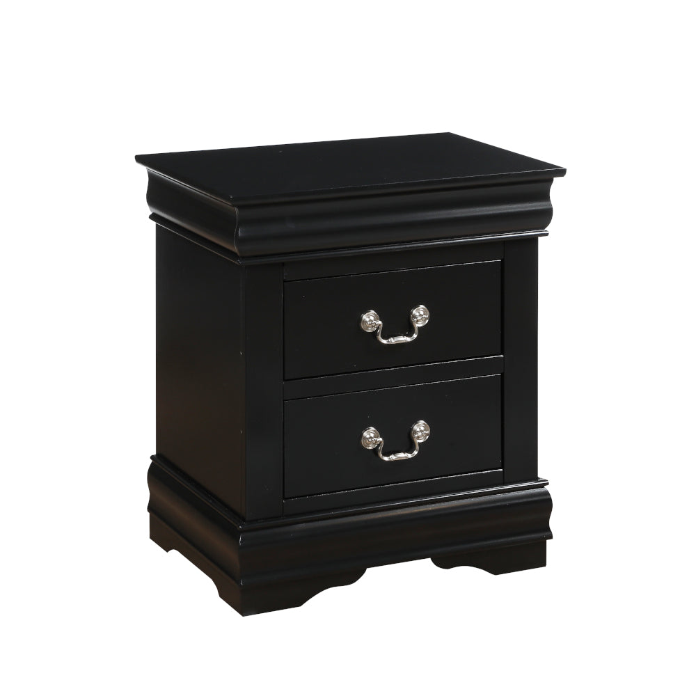 Louis Philippe Black Finish Nightstand Black Synthetic Wood
