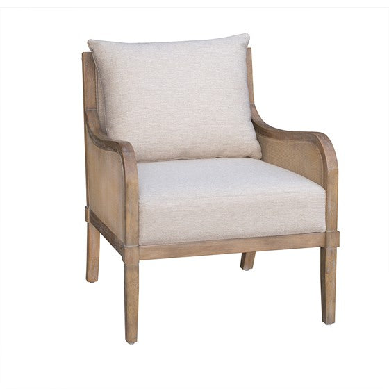 Cane Accent Chair With Removable Back Cushion Beige Natural Upholstered