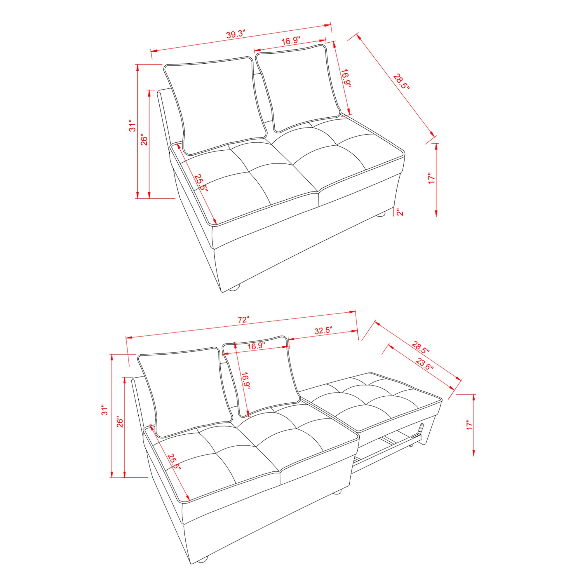 Chair Bed 4 In 1 Convertible Recliner Couch Sleeper Sofa Bed W Sturdy Wood Frame For Living Room, Bedroom, Small Space Polyester Upholstery Grey Grey Foam Polyester 1 Seat