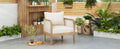 Outdoor Acacia Wood Patio Club Chair, Textilene Patio Furniture,Waterproof Thick Cushion Deep Seating For Porch, Garden, Backyard, Balcony, Weight Capacity 400Lbs, Light Teak Finish, Beige Yes Deep Seating Light Teak Garden & Outdoor Foam Acacia Wood