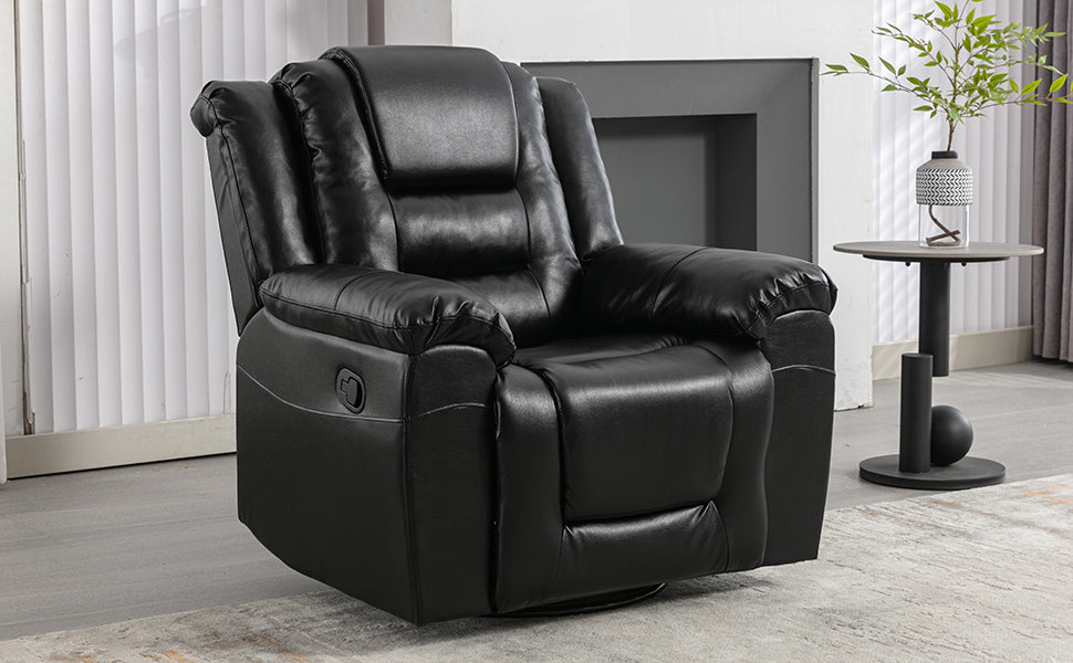 Home Theater Recliner Set Manual Recliner Chair With Wide Armrest, Two Built In Cup Holders For Living Room,Bedroom, Black Old Sku:Sg000760Aab Black Foam Pu Leather
