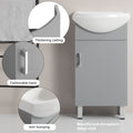 18 Inch Mini Bathroom Cabinet With Ceramic Sink Grey Grey Solid Wood