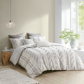 3 Piece Cotton Jacquard Duvet Cover Set Queen Ivory Cotton