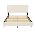2 Pieces Bedroom Sets Queen Size Upholstered Bed Frame, Modern Corduroy Storage Ottoman,Beige Queen Beige 2 Piece Set Solid Wood Mdf