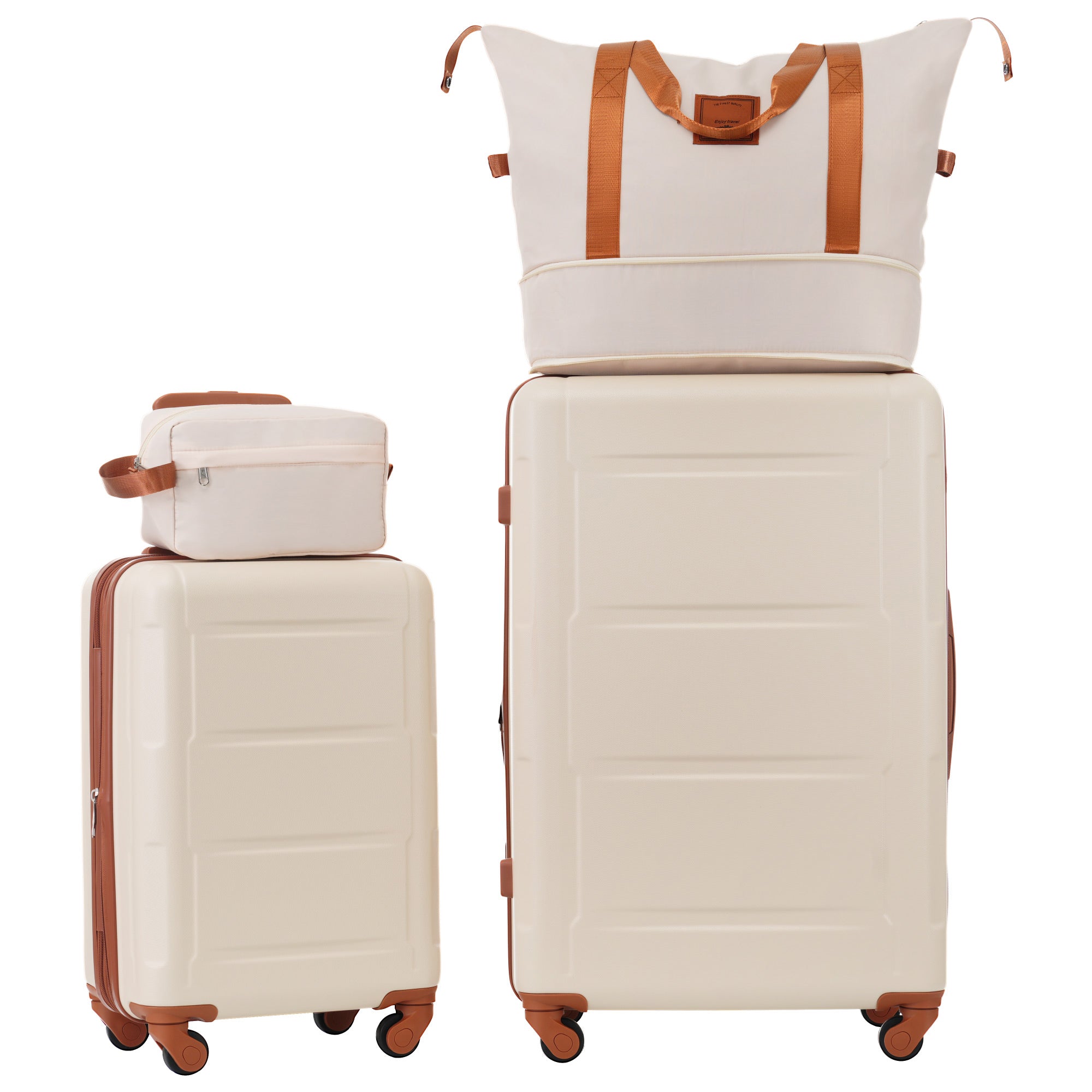 2 Piece Luggage Set With Bags Expanable Spinner Wheels Abs Lightweight Suitcase With Tsa Lock 20Inch 28Inch Khaki Brown Abs