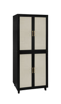 4 Door Cabinet, With 4 Adjustable Inner Shelves, Storage Cabinet Black Mdf