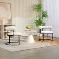 Coolmore Boucle Dining Chairs Set Of 2, Mid Century Modern Curved Backrest Chair, Round Upholstered Kitchen Chairs Beige Boucle Beige Foam Mdf Metal