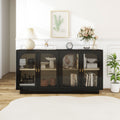 Storage Cabinet With Acrylic Door For Living Room, Dining Room, Study Black Particle Board