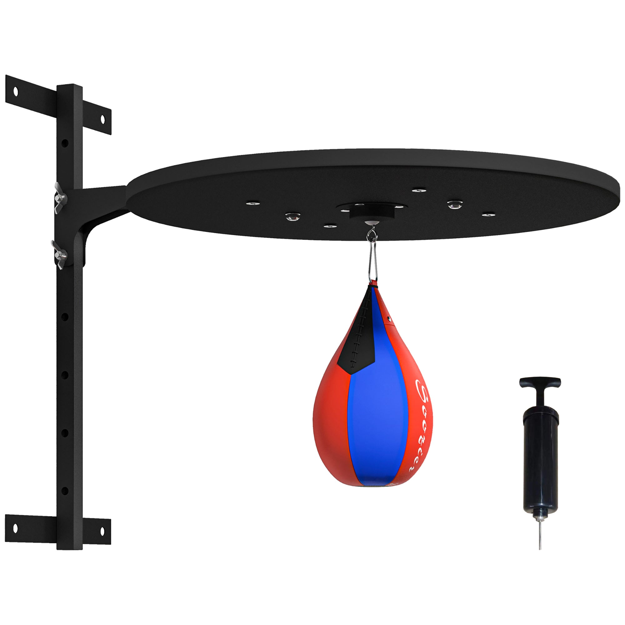 Soozier Adjustable Speed Bag Platform, Wall Mounted Punching Bag With 360 Degree Swivel For Home Fitness Blue Mdf Steel