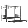 Heavy Duty Sturdy Meta Twin Over Twin Bunk Bed L Noise Reduced Safety Guardrail No Box Spring Needed,Black Twin Black Metal