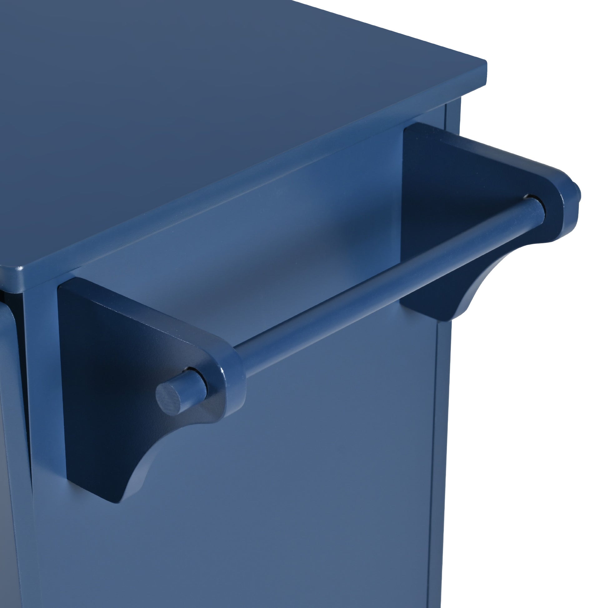 K&K 53.2'' Kitchen Island With Drop Leaf, Kitchen Storage Cart With Spice Rack, Towel Rack And 2 Drawers, Rolling Kitchen Island On Wheels With Adjustable Shelves For Kitchen, Dining Room, Navy Blue Navy Blue Brown Kitchen