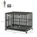 Pawhut Heavy Duty Dog Crate Metal Kennel And Cage Dog Playpen With Lockable Wheels, Slide Out Tray And Anti Pinching Floor, 45