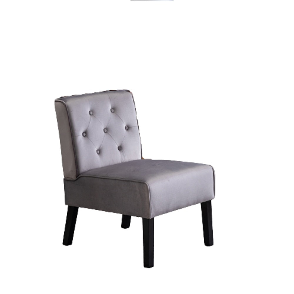 Reese 53" 2Piece Living Room Armless Button Tufted Pattern Accent Chair With Velvet Fabric And Premium High Density Foam Cushion, Grey Grey Velvet